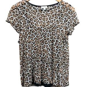 Love Fire leopard print sheer top with tank top underneath woman's size …